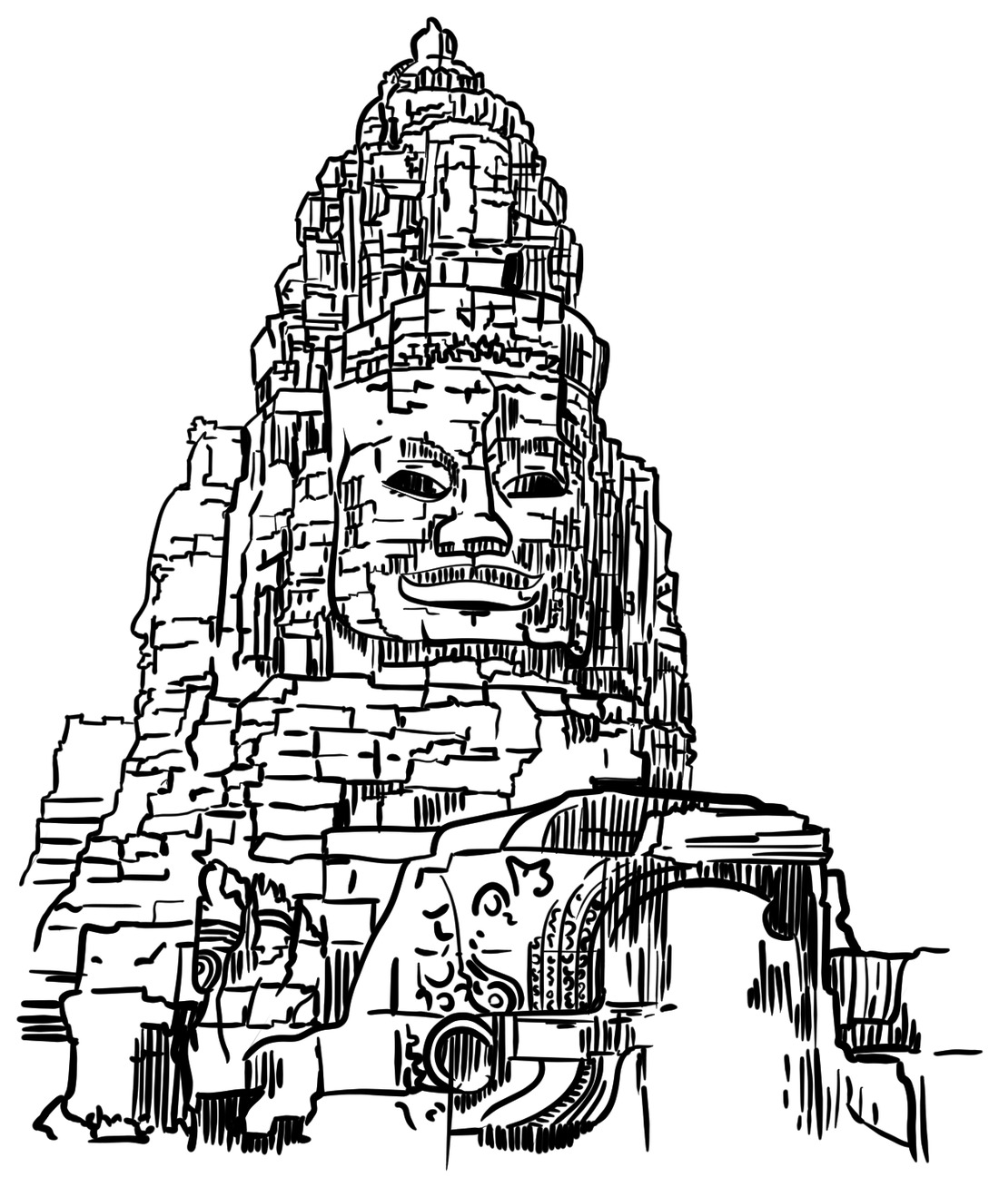 Original hand-drawn design of Angkor Wat