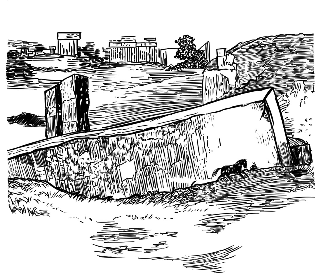 Original hand-drawn design of Ruins of Baalbek