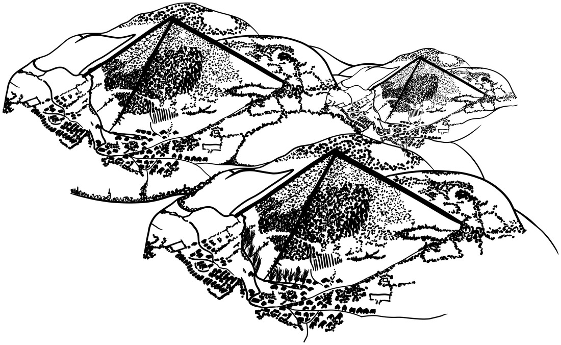 Original hand-drawn design of Bosnian Pyramids