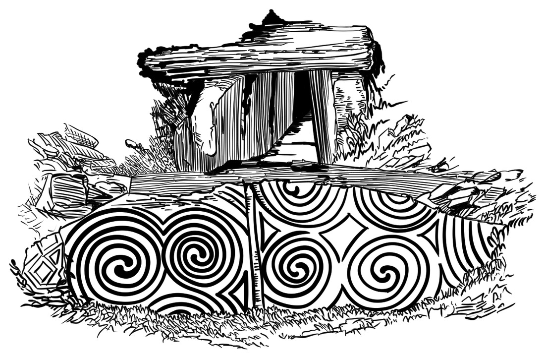 Original hand-drawn design of Newgrange