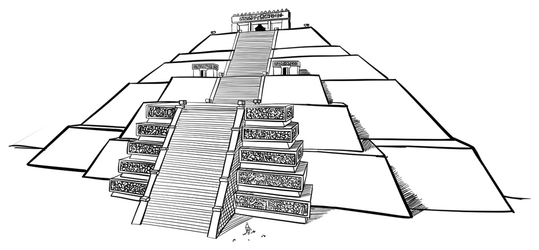 Original hand-drawn design of Teotihuacan