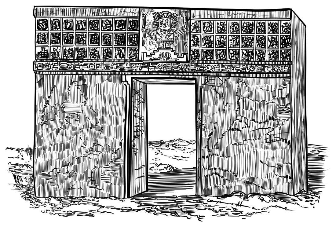Original hand-drawn design of Tiahuanaco