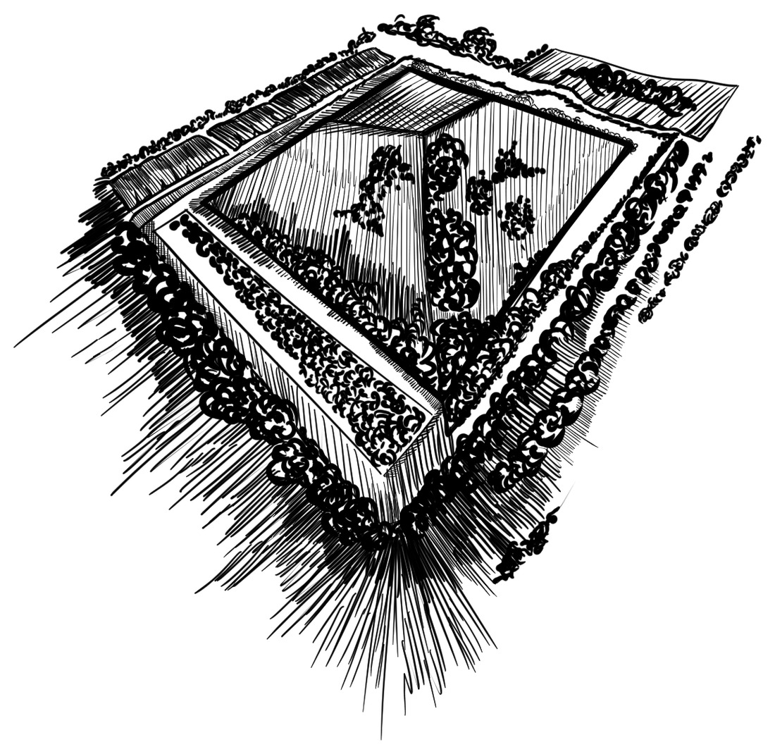 Original hand-drawn design of Xi'an Pyramid