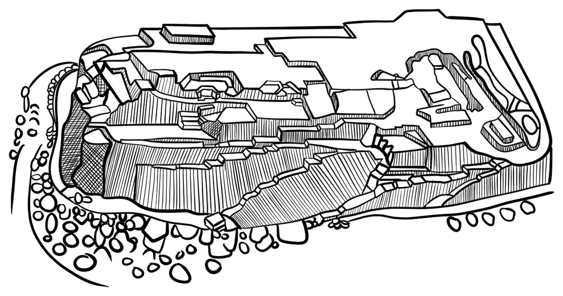 Original hand-drawn design of Yonaguni Structures