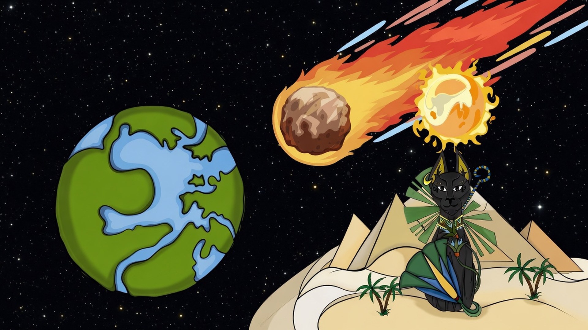 Earth, Acolal, and Bastet